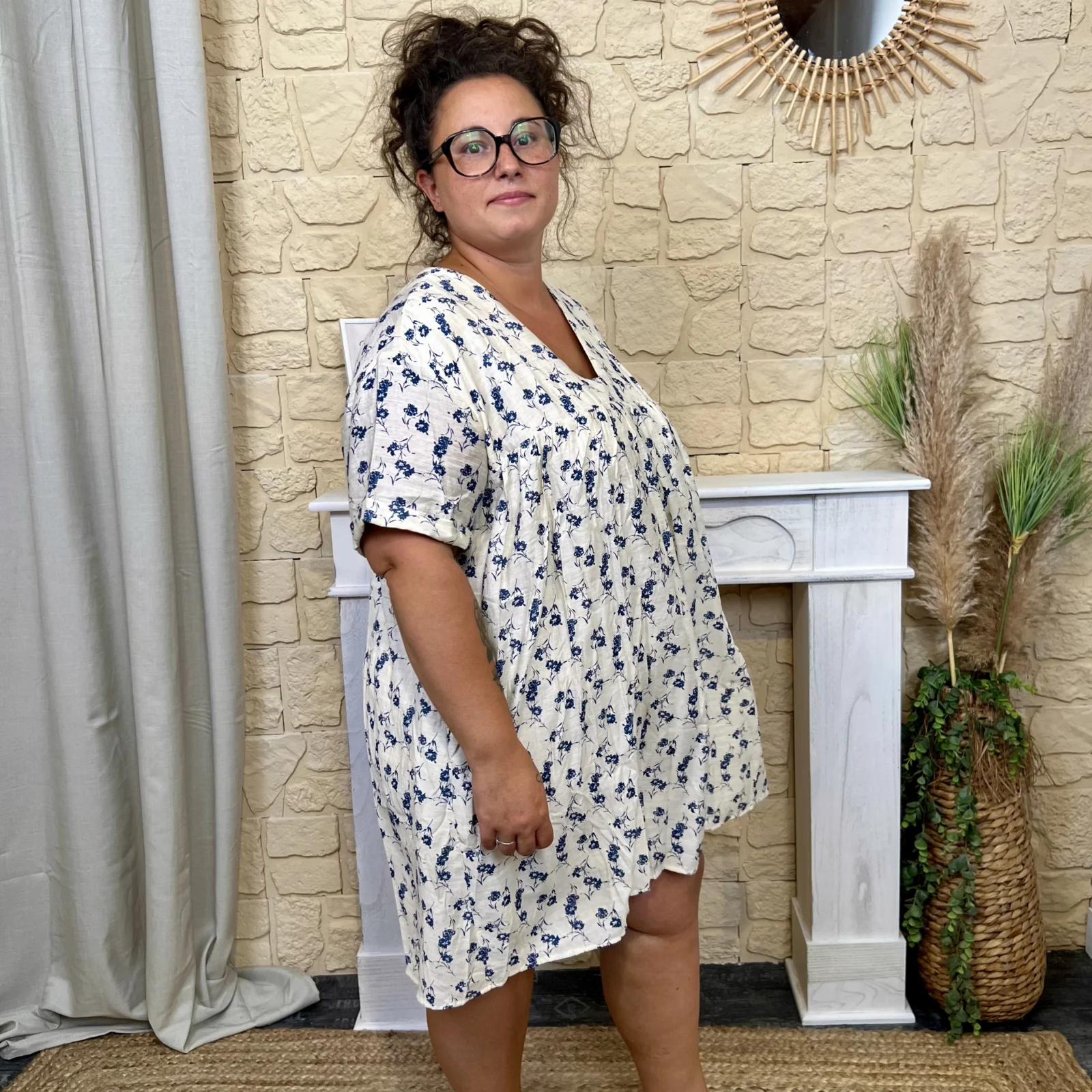 Robe-short petites fleurs - beige - 48