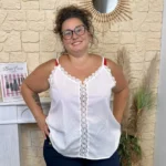 Débardeur dentelle fantaisie - blanc - 48