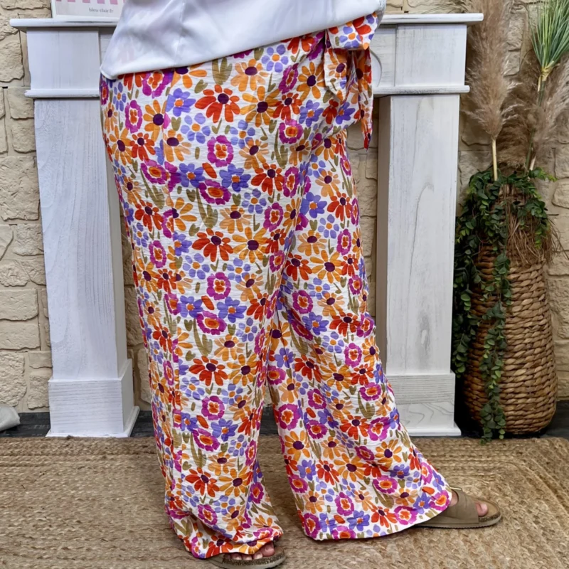 Pantalon fleuri - multicolore - 48
