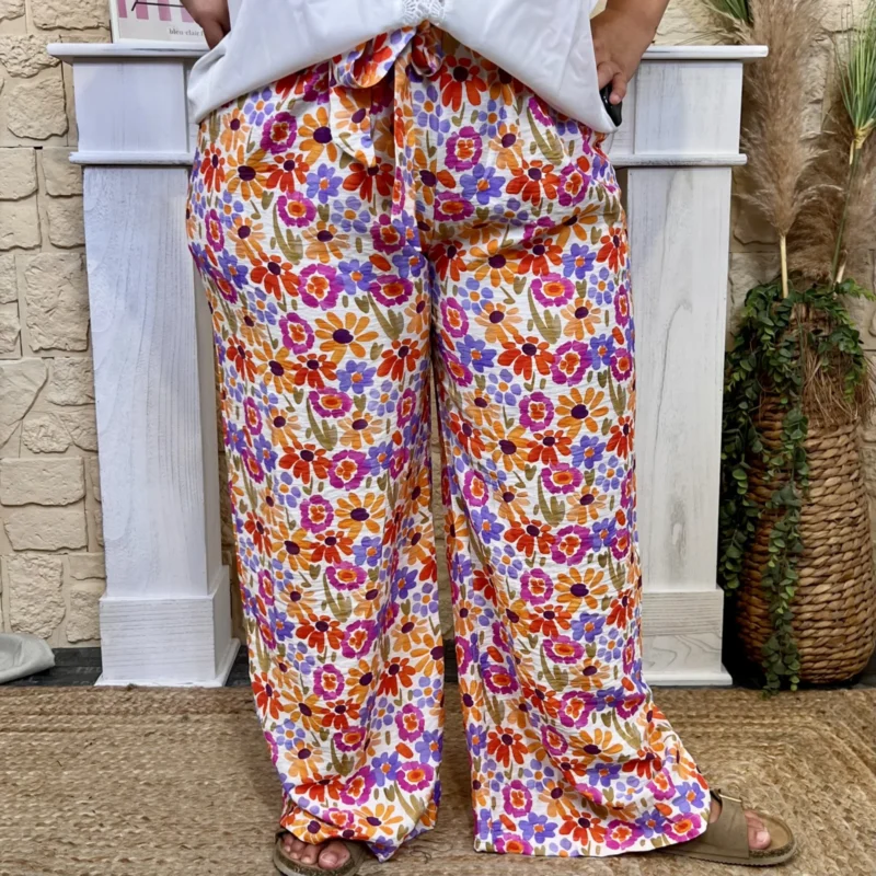 Pantalon fleuri - multicolore - 48