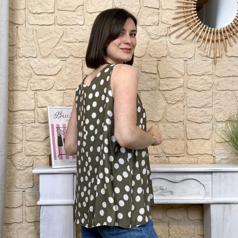 Débardeur fluide à pois - kaki - taille-unique
