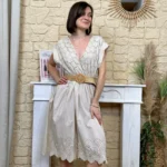 Robe broderie anglaise (TU) - beige - taille-unique