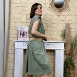 Robe broderie anglaise (TU) - kaki - taille-unique