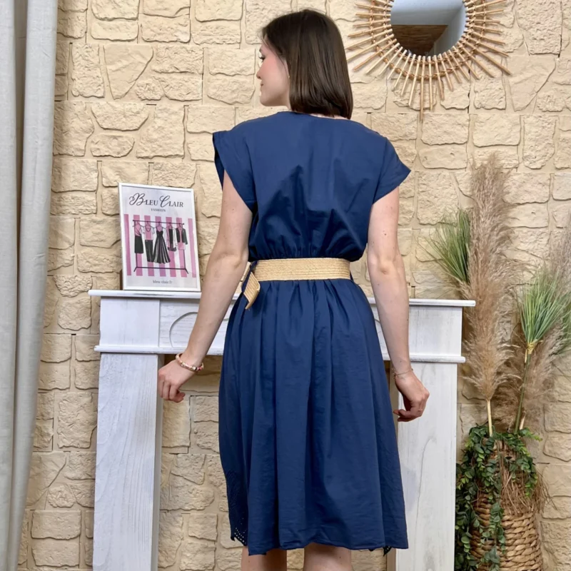 Robe broderie anglaise - marine - taille-unique