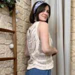 Débardeur maille crochet - Version Féminin - beige - 40