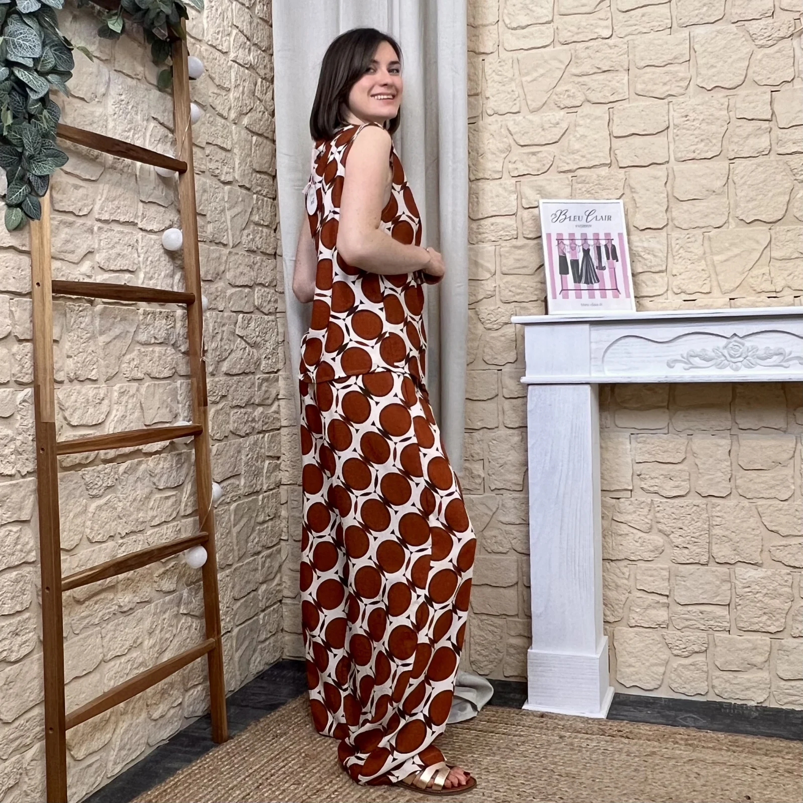 Pantalon Palazzo rétro - rouille - taille-unique