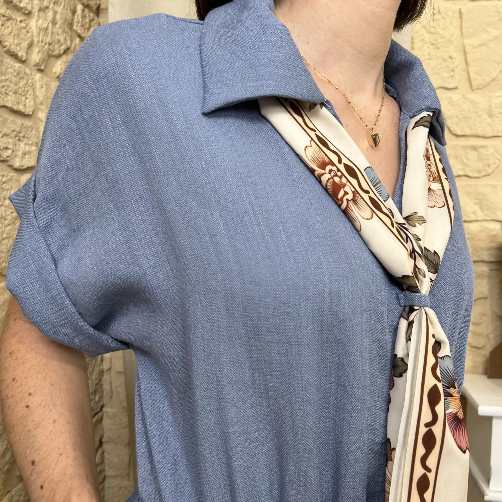 Combinaison pantalon fluide avec foulard femme - bleu-indigo - taille-unique