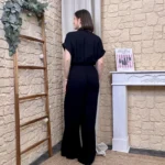 Combinaison pantalon fluide femme avec foulard « Tendance » - noir - taille-unique