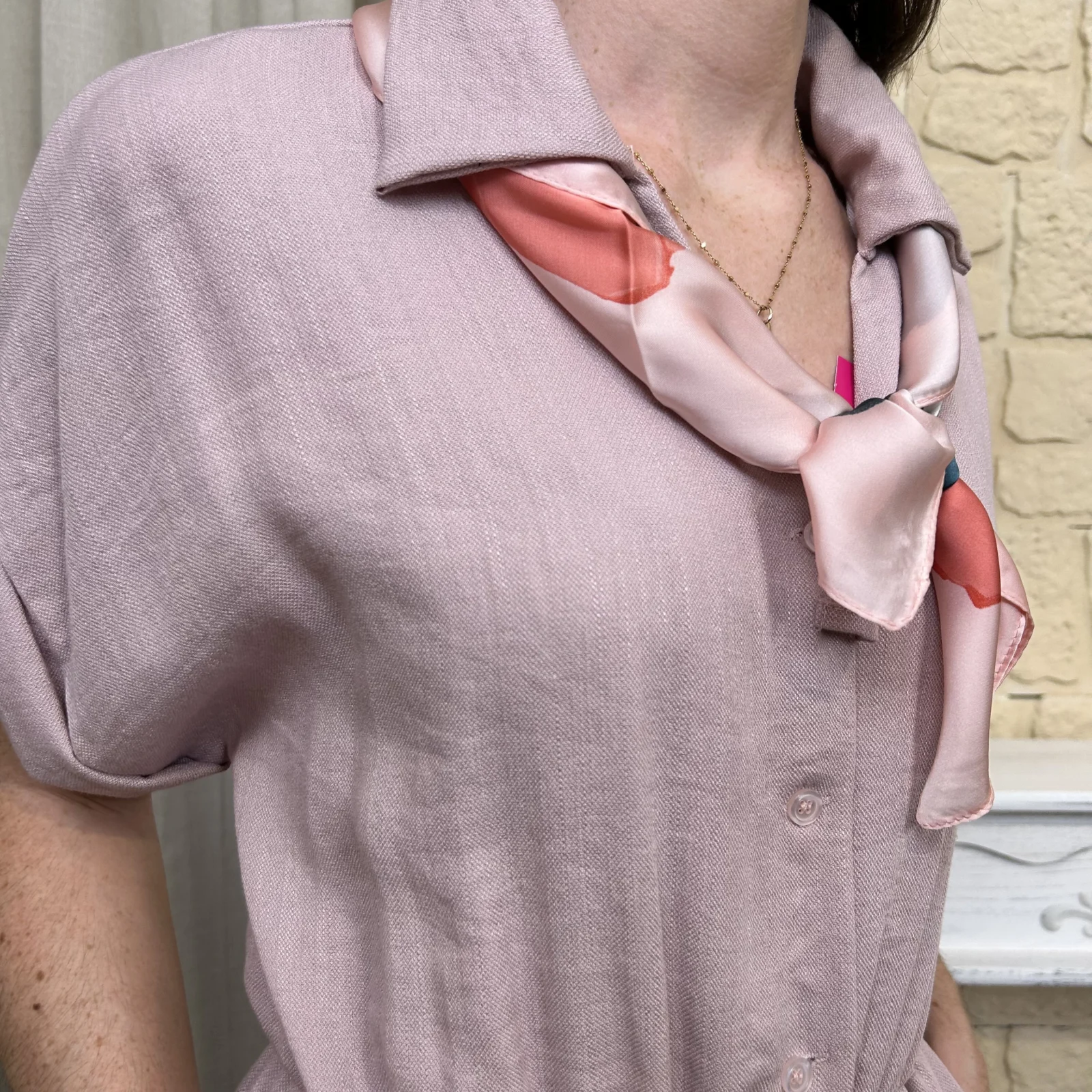 Combinaison pantalon fluide avec foulard femme - rose-pale - taille-unique