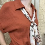 Combinaison pantalon fluide femme avec foulard « Tendance » - rouille - taille-unique
