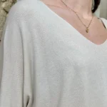 Pull femme maille fine col V « Tendance » - beige - taille-unique