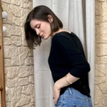 Pull femme maille fine col V « Tendance » - noir - taille-unique