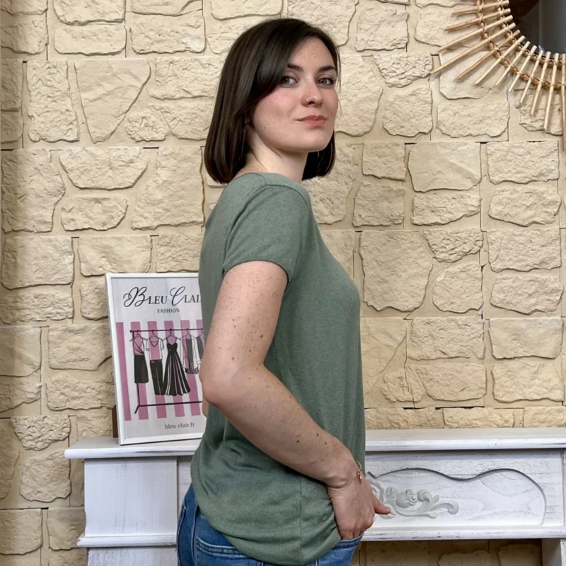 T-shirt léger fleurs - kaki - taille-unique
