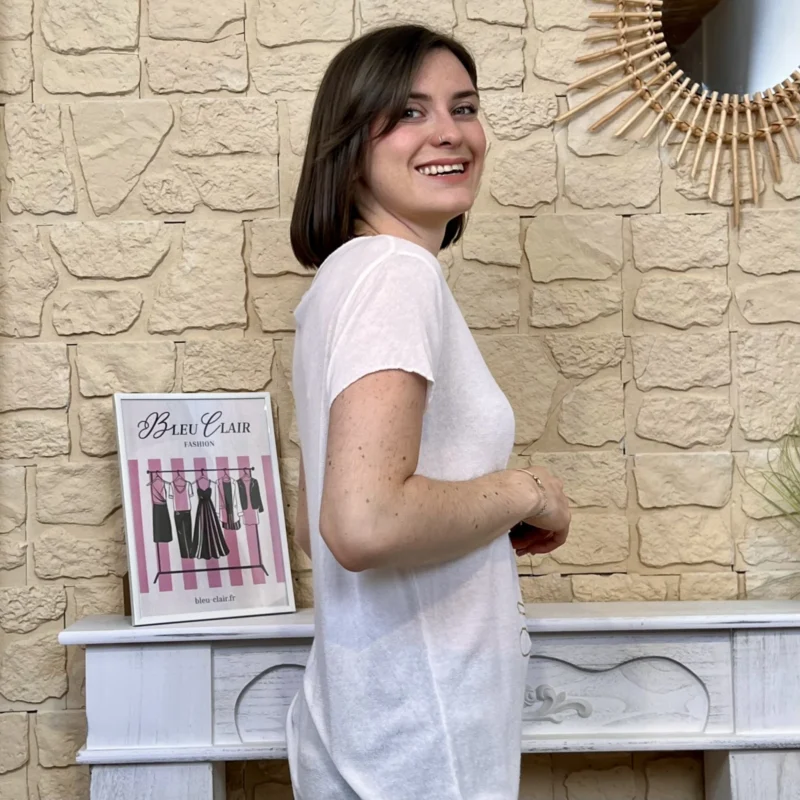 T-shirt léger fleurs (TU) - blanc - taille-unique