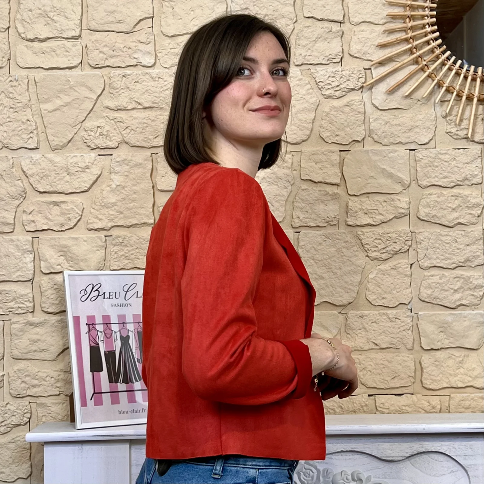 Veste courte suédine (T38-T44) - rouge - 44