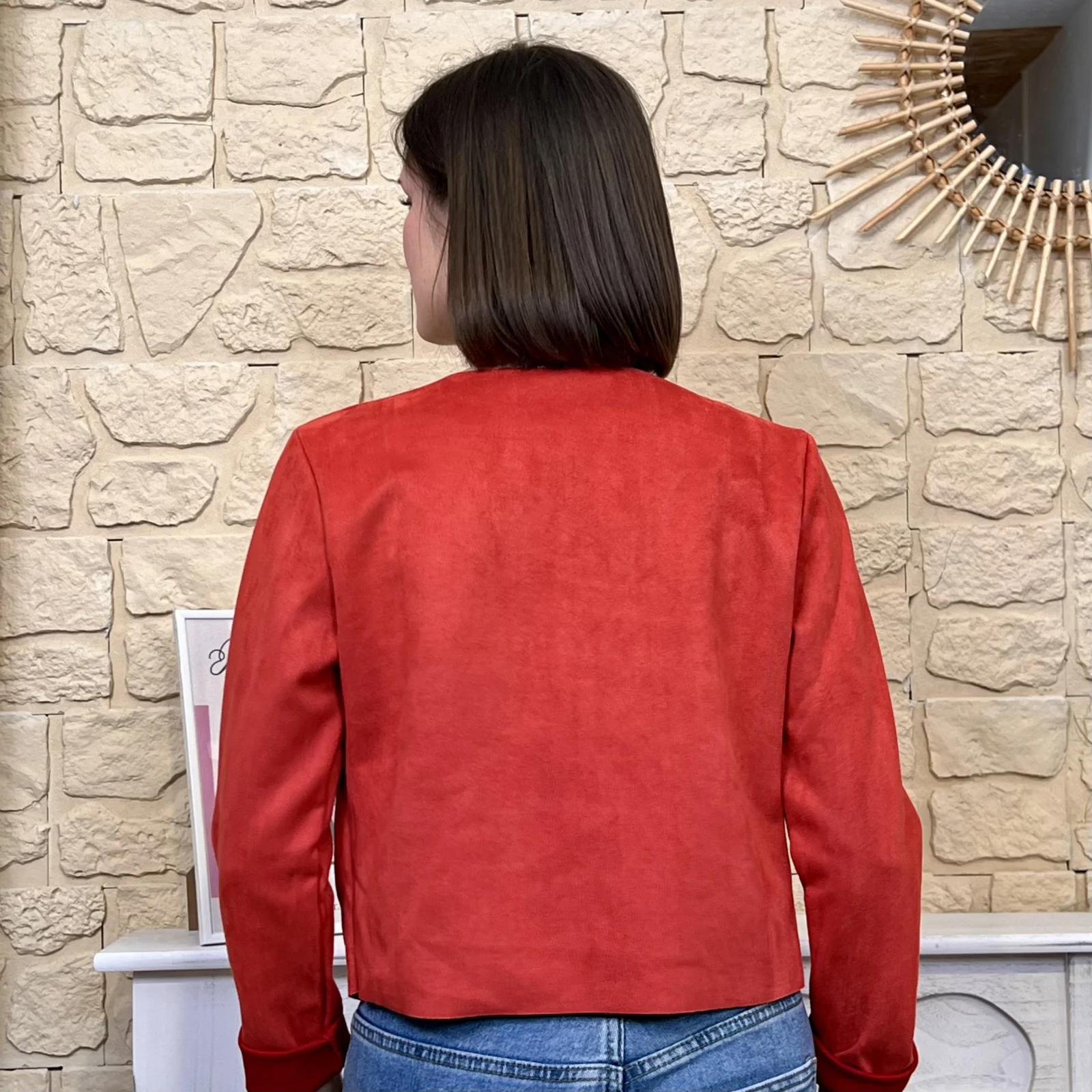 Veste courte suédine (T38-T44) - rouge - 44