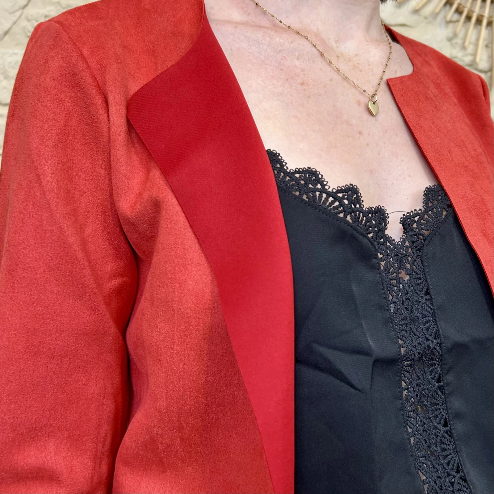 Veste courte suédine (T38-T44) - rouge - 44