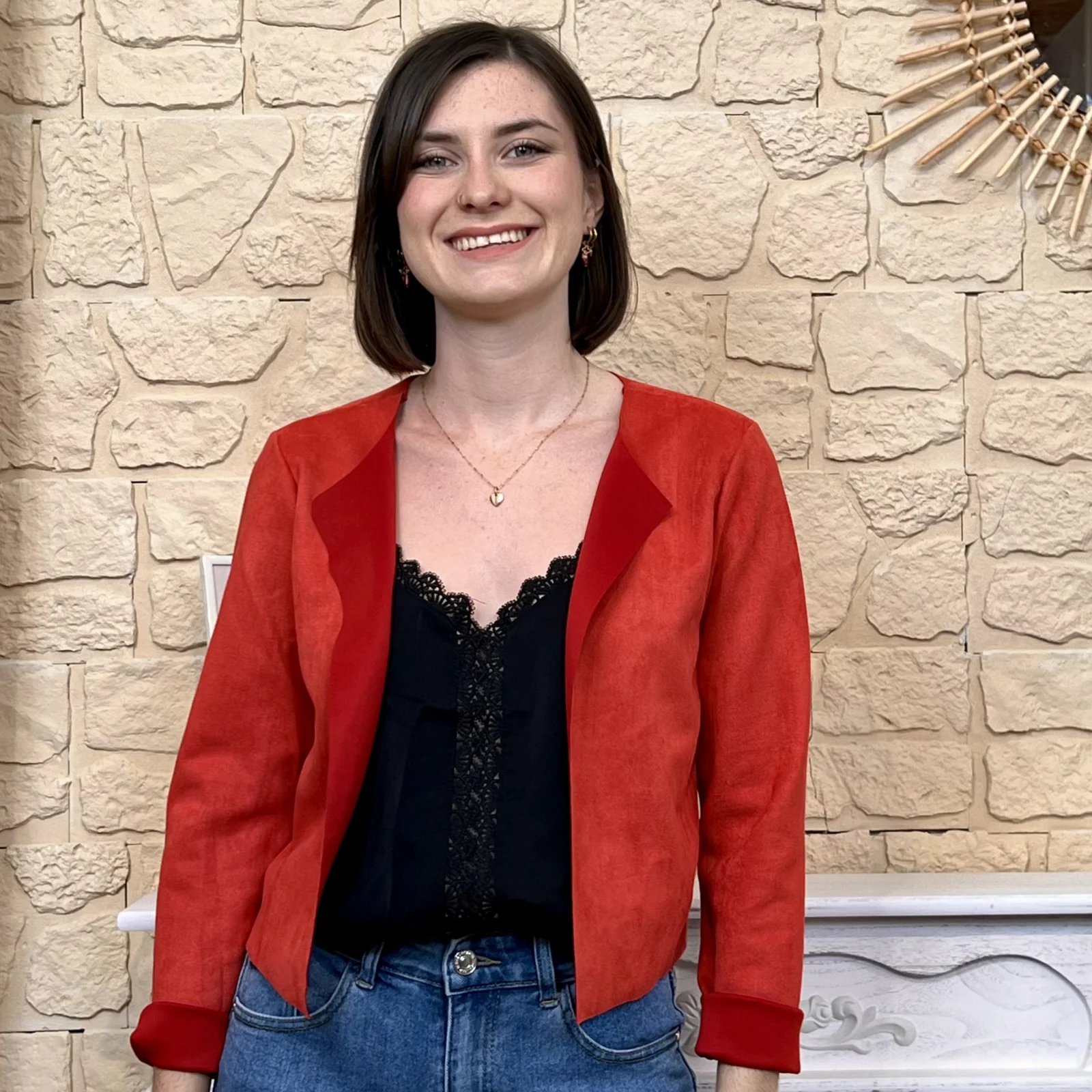 Veste courte suédine (T38-T44) - rouge - 44