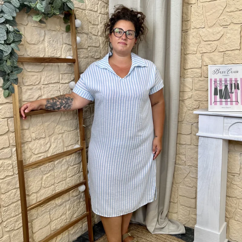 Robe à rayures Grande Taille - bleu-ciel - taille-unique-grande-taille