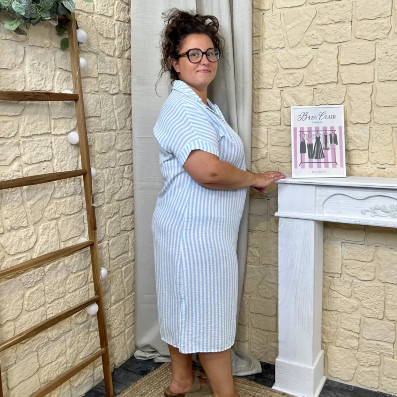 Robe à rayures Grande Taille - bleu-ciel - taille-unique-grande-taille
