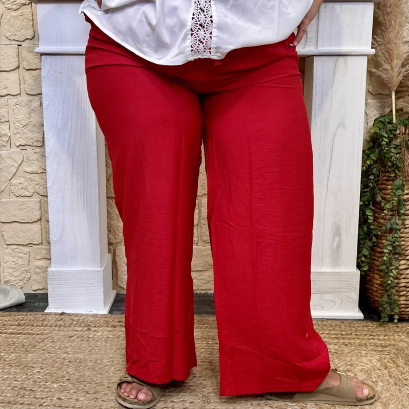 Pantalon flou Grande taille - rouge - 52