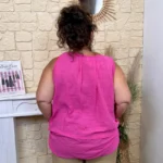 Débardeur coton et collier fantaisie - fuchsia - taille-unique-grande-taille