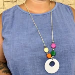 Débardeur coton et collier fantaisie - bleu-indigo - taille-unique-grande-taille