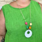 Débardeur coton et collier fantaisie - vert-bresil - taille-unique-grande-taille