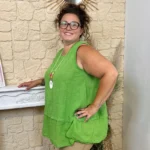 Débardeur coton et collier fantaisie - vert-bresil - taille-unique-grande-taille