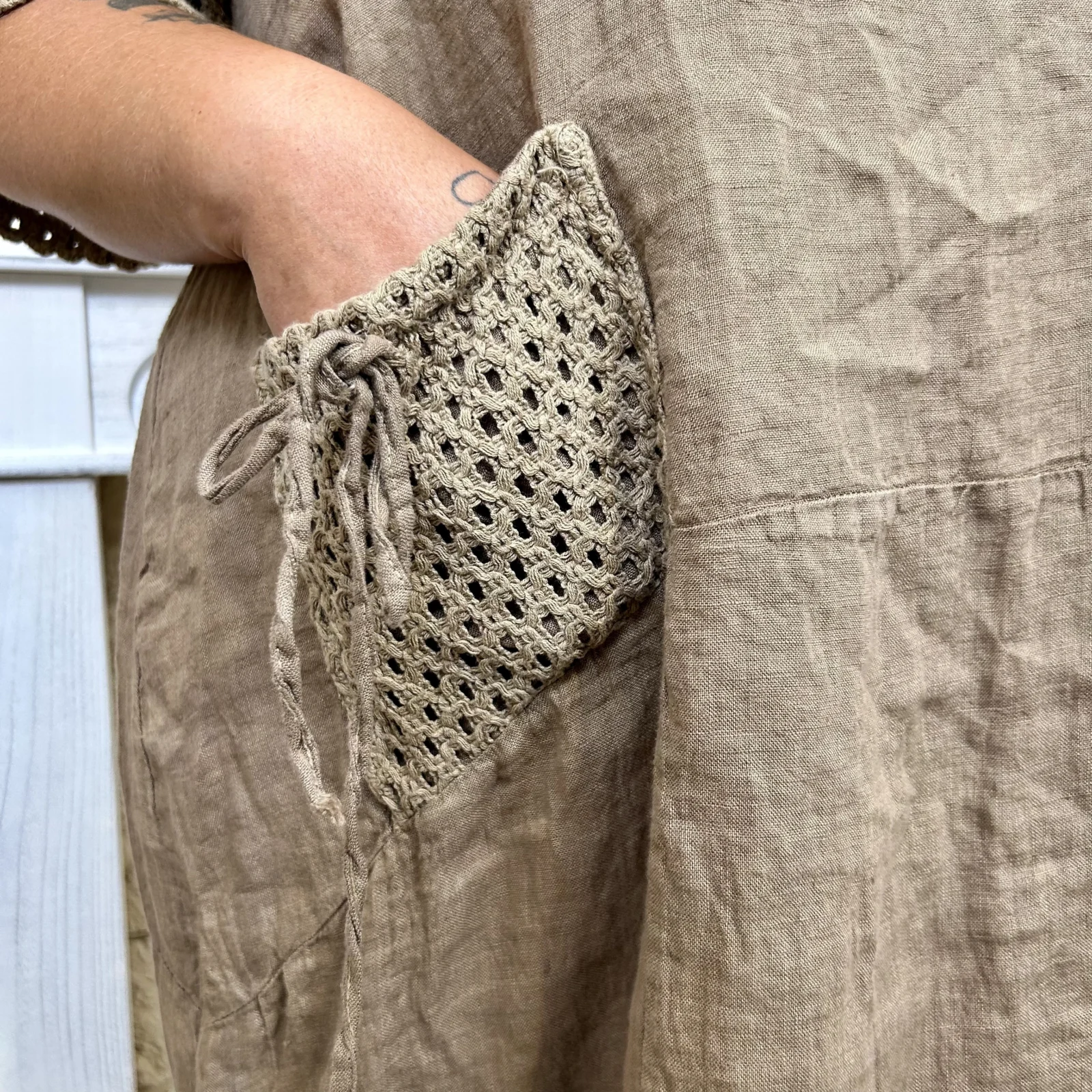 Robe avec manches ajourées (GT) - camel - taille-unique-grande-taille