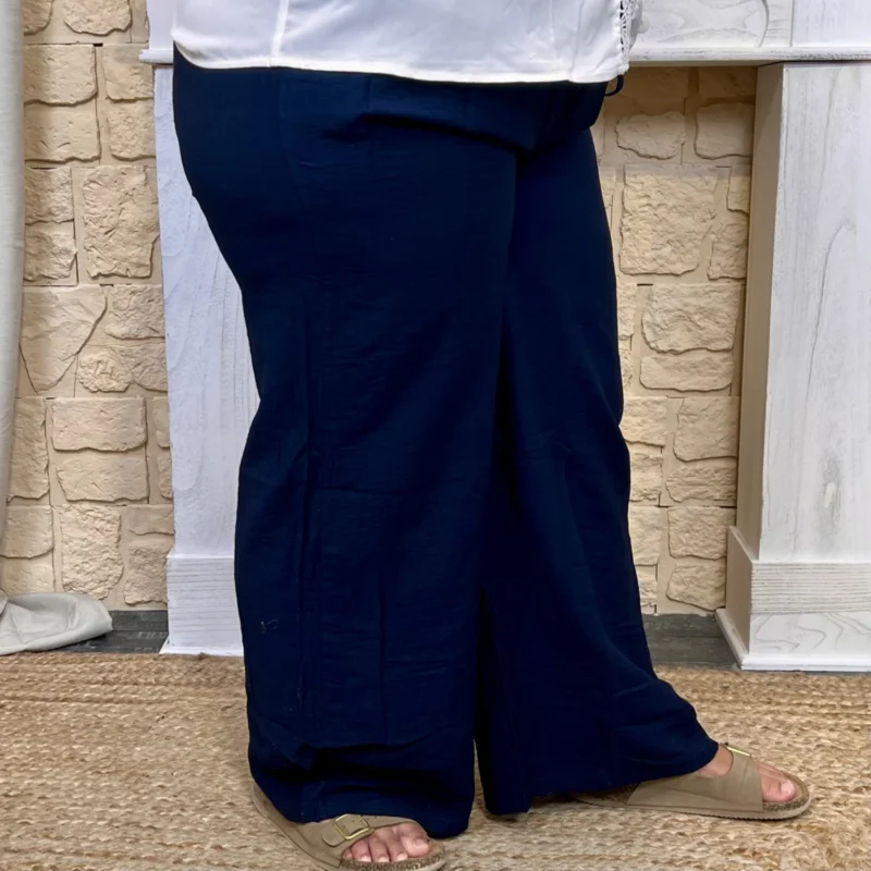 Pantalon fluide uni - marine - 48
