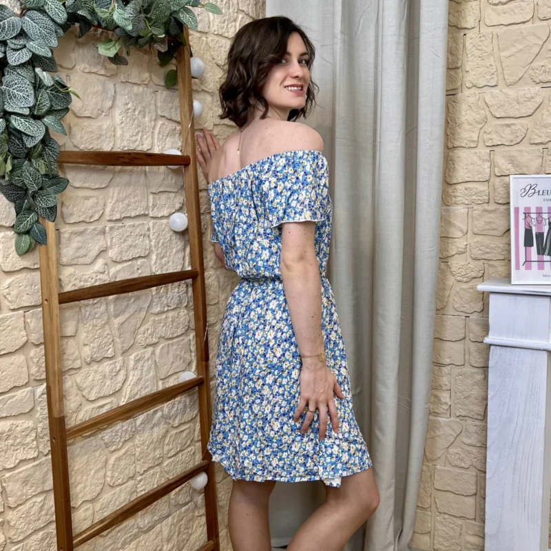 Robe courte fleurie (T36-T40) - bleu - 40