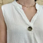 Top femme en gaze de coton « Tendance » - blanc - taille-unique