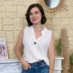 Top femme en gaze de coton « Tendance » - blanc - taille-unique