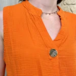 Top femme en gaze de coton « Tendance » - orange - taille-unique