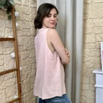 Top femme en gaze de coton « Tendance » - rose-pale - taille-unique