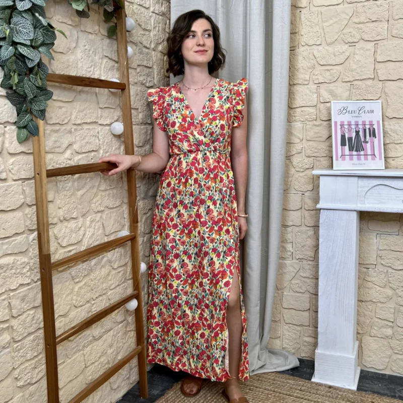 Robe longue fleurie dos ouvert