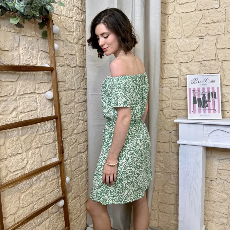 Robe courte fluide arabesques (T36-T40) - vert - 42