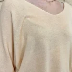 Pull femme maille fine col V « Tendance » - corail - taille-unique
