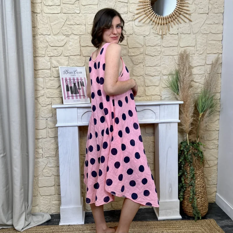 Robe longue à pois (TU) - rose - taille-unique