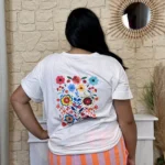 T-shirt femme fleuri dos imprimé « Jolies Formes » - blanc - taille-unique-grande-taille