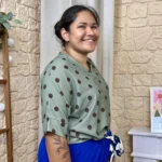Blouse à pois - kaki-pois - taille-unique-grande-taille