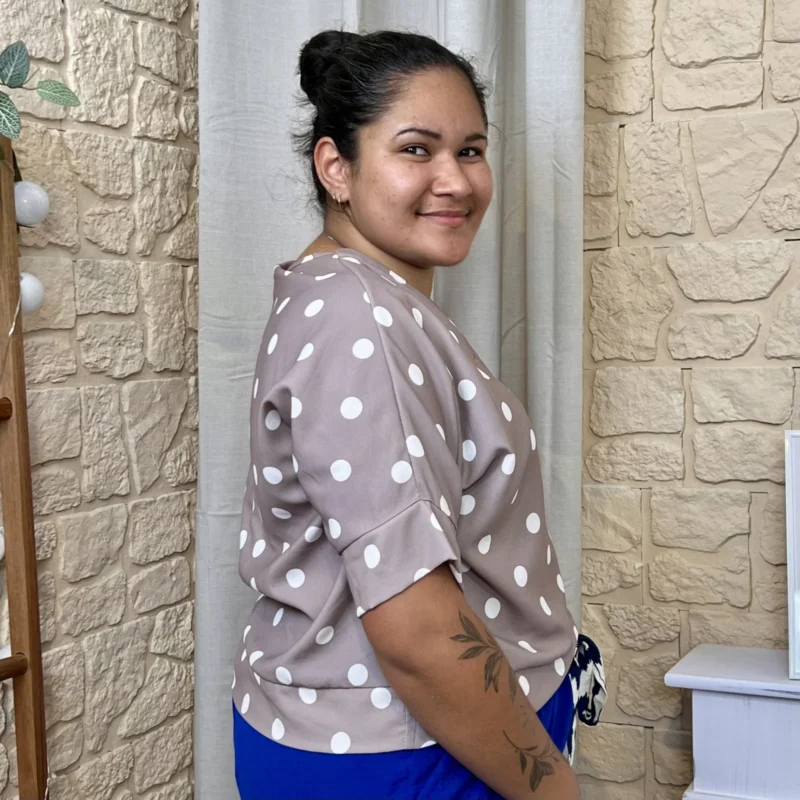 Blouse à pois - taupe-pois - taille-unique-grande-taille