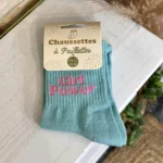 Chaussettes à message pailletées femme - bleu-ciel - sans-taille