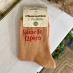 Chaussettes à message pailletées femme - camel - sans-taille