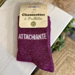 Chaussettes à message pailletées femme - violet - taille-unique