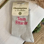 Chaussettes à message pailletées femme - argente - sans-taille
