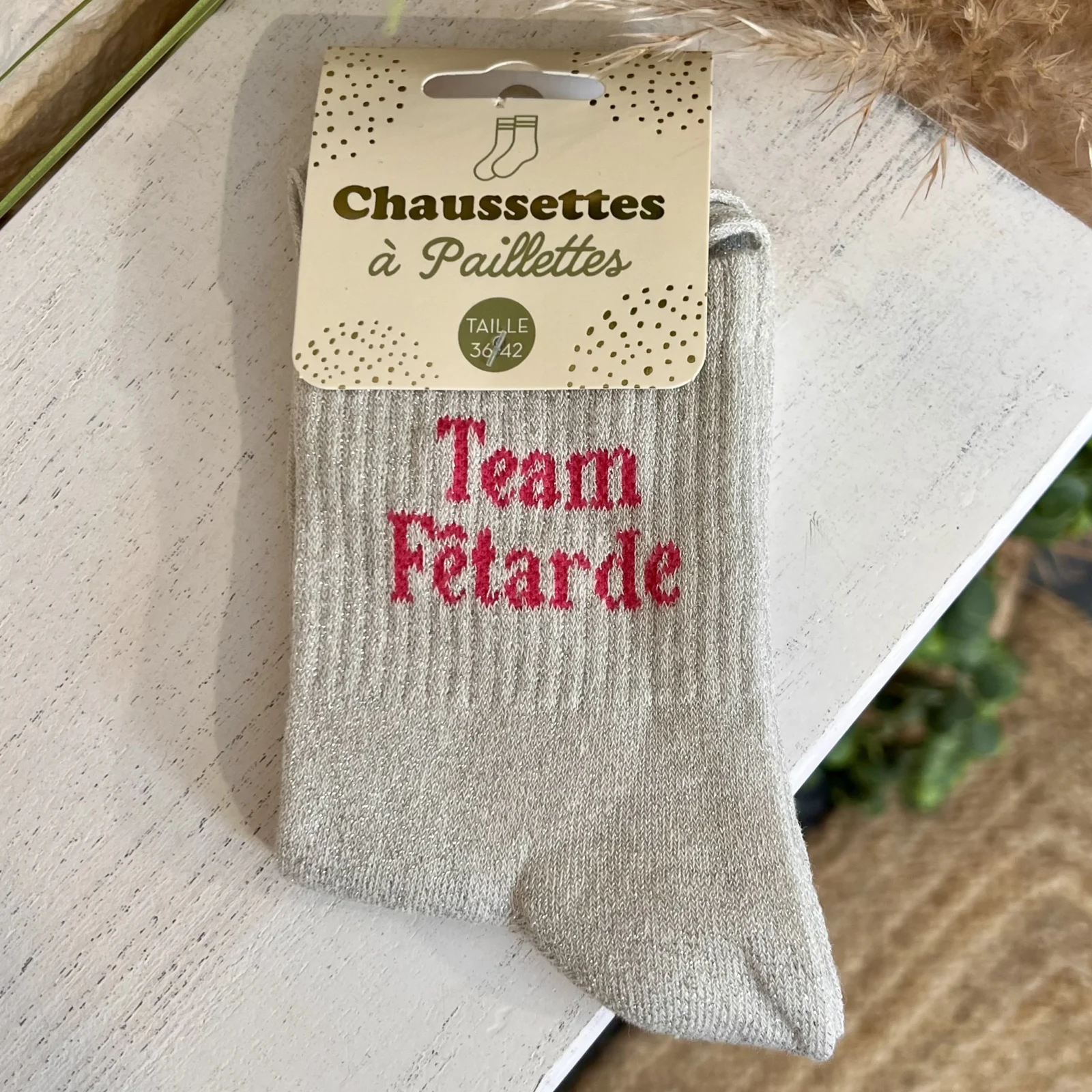 Chaussettes à message pailletées femme - argente - sans-taille