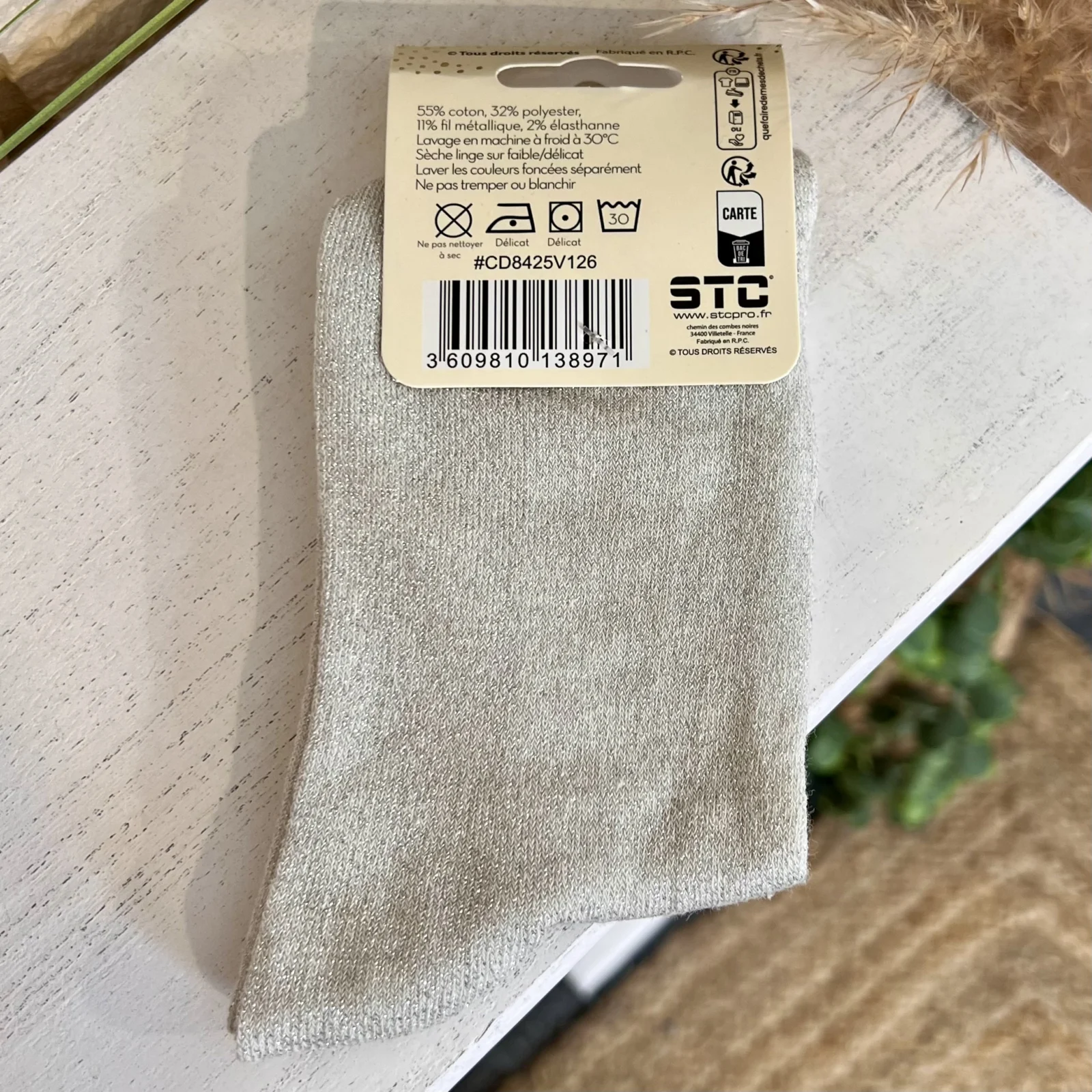 Chaussettes à message pailletées femme - argente - sans-taille