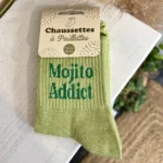 Chaussettes à message pailletées femme - vert-pomme - sans-taille